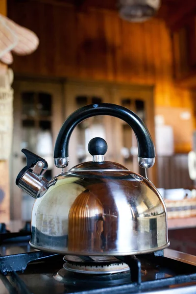 Tea Pot Gas Rustic Kitchen — Stock Photo, Image