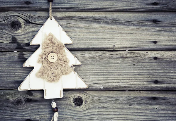 Antika Ahşap Noel Dekorasyon Asılı Rustik Tatil Arka Plan — Stok fotoğraf