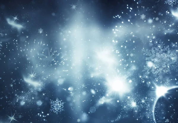 Святковий Абстрактний Блискучий Фон Блимаючими Зірками Падаючими Сніжинками Розмиті Боке — стокове фото
