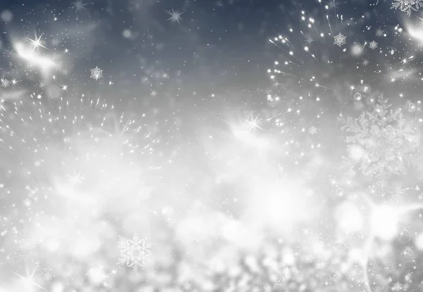 Vakantie Abstract Glitter Achtergrond Met Knipperende Sterren Sneeuwvlokken Vallen Wazig — Stockfoto