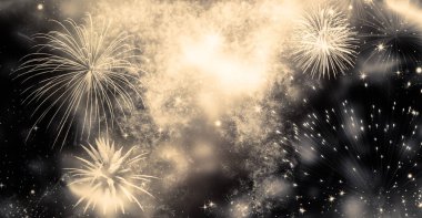Yeni yılda havai fişekler ve kopyalama alanı - soyut tatil arkaplanı
