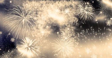Yeni yılda havai fişekler ve kopyalama alanı - soyut tatil arkaplanı