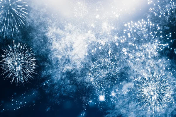 Πυροτεχνήματα Στο Νέο Έτος Και Αντιγραφή Χώρου Αφηρημένο Φόντο Διακοπών — Φωτογραφία Αρχείου