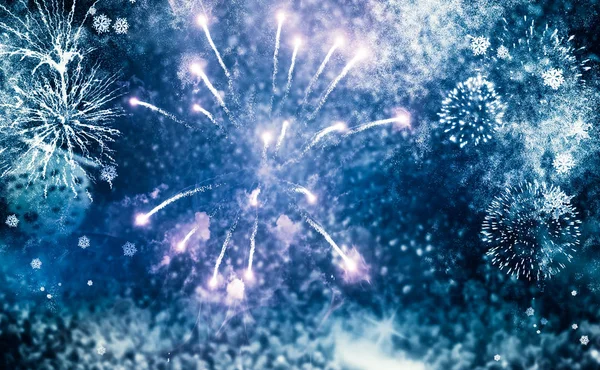 Yeni yılda havai fişekler ve kopyalama alanı - soyut tatil arkaplanı