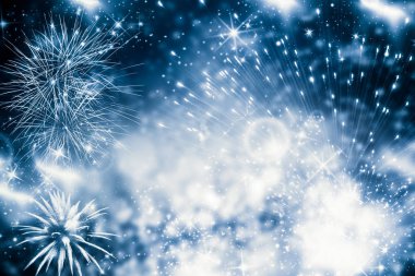 Yeni yılda havai fişekler ve kopyalama alanı - soyut tatil arkaplanı