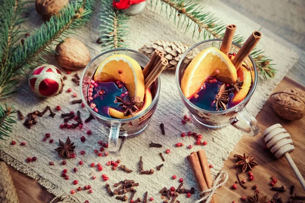 Glögg Och Kryddor Varm Vinter Drink — Stockfoto