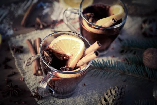 Vinho Ruminado Temperos Bebida Inverno Quente — Fotografia de Stock