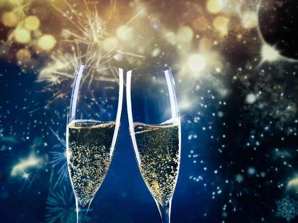 Two Champagne Glasses Ready Bring New Year — Stock Photo, Image