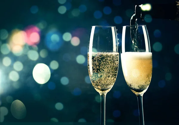 Two Champagne Glasses Ready Bring New Year — Stock Photo, Image