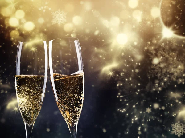 Two Champagne Glasses Ready Bring New Year — Stock Photo, Image