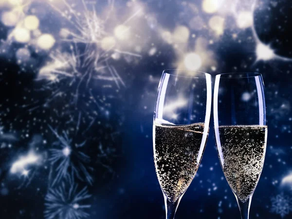 Two Champagne Glasses Ready Bring New Year — Stock Photo, Image