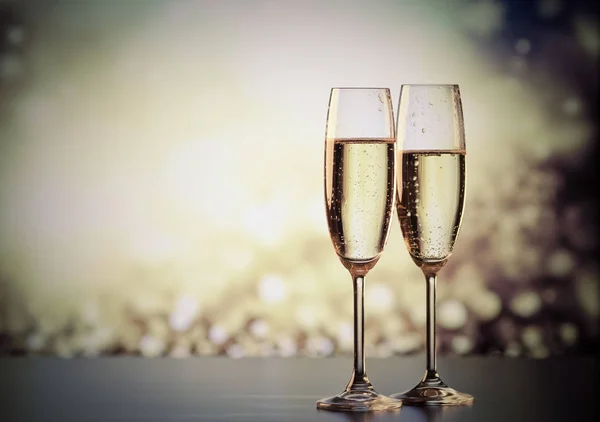 Two Champagne Glasses Ready Bring New Year — Stock Photo, Image