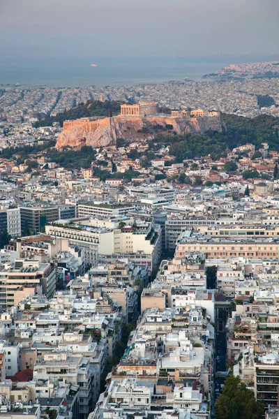 Cityscape Athens Early Morning Acropolis Seen Lycabettus Hill Highest Point — Stock Photo, Image