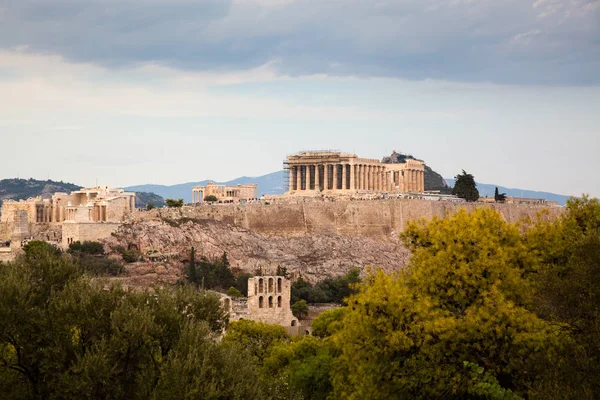 Athény Vidět Philopapou Kopce Výhledem Herodium Akropole Parthenon Attica Řecko — Stock fotografie