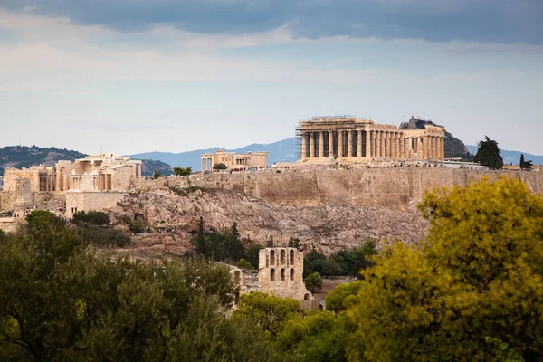 Athens Seen Philopapou Hill Views Herodium Acropolis Parthenon Attica Greece — Stock Photo, Image