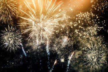 Yeni yılda havai fişekler ve kopyalama alanı - soyut tatil arkaplanı
