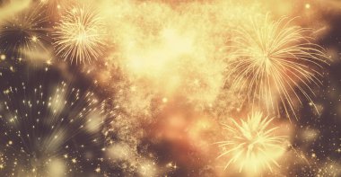 Yeni yılda havai fişekler ve kopyalama alanı - soyut tatil arkaplanı