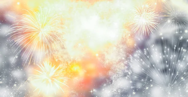Vuurwerk Nieuwjaar Kopieerruimte Abstracte Vakantieachtergrond — Stockfoto