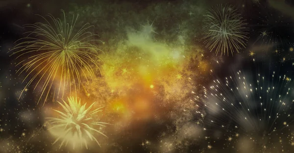 Fireworks New Year Copy Space Abstract Holiday Background — Stock Photo, Image