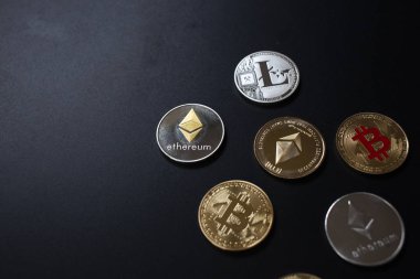 Kripto para birimleri kavramı - bitcoin, litekoin, ethereum
