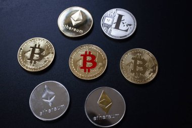 Kripto para birimleri kavramı - bitcoin, litekoin, ethereum