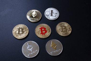 Kripto para birimleri kavramı - bitcoin, litekoin, ethereum