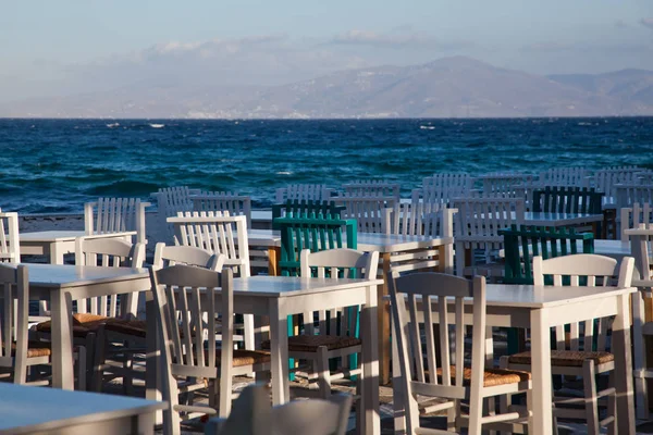 Restaurant Chairs Tables Sea — Stock Photo, Image
