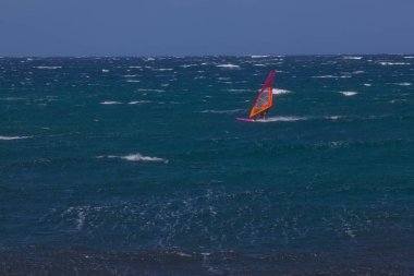 Mavi dalgalarda sörf yapan uçurtma