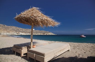 Mykonos Yunanistan 'daki güzel plaj