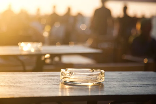 Sonnenuntergang Bar Strand Fokus Auf Tisch — Stockfoto