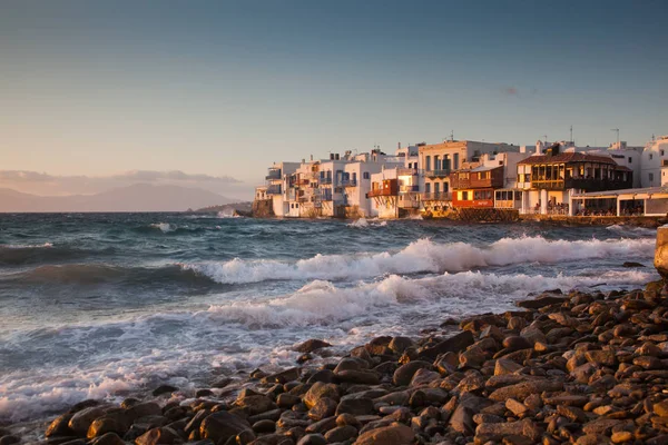 Weinig Venetië Bij Zonsondergang Mykonos Griekenland Luxe Reisdestiatie Griekse Eilanden — Stockfoto