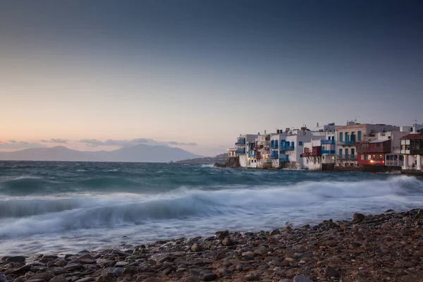Klein Venedig Bei Sonnenuntergang Mykonos Griechenland Luxus Reisewüste Griechische Inseln — Stockfoto