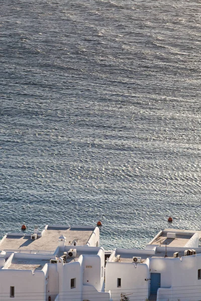 Vista Panorámica Del Puerto Mykonos Con Los Molinos Viento Famosos —  Fotos de Stock