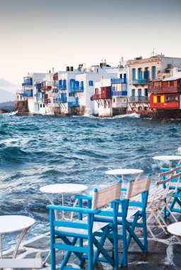 little venice at sunset, mykonos, Greece - luxury travel destiation - greek islands clipart