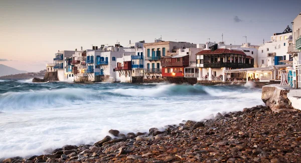 Klein Venedig Bei Sonnenuntergang Mykonos Griechenland Luxus Reisewüste Griechische Inseln — Stockfoto
