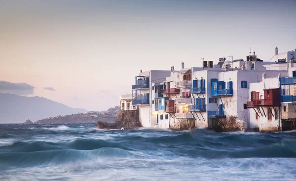 Weinig Venetië Bij Zonsondergang Mykonos Griekenland Luxe Reisdestiatie Griekse Eilanden — Stockfoto