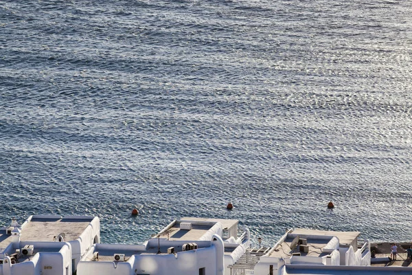 Blick Auf Den Hafen Von Mykonos Mit Den Berühmten Windmühlen — Stockfoto