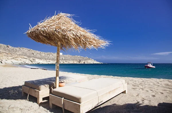 Schöner Strand Mykonos Griechenland — Stockfoto