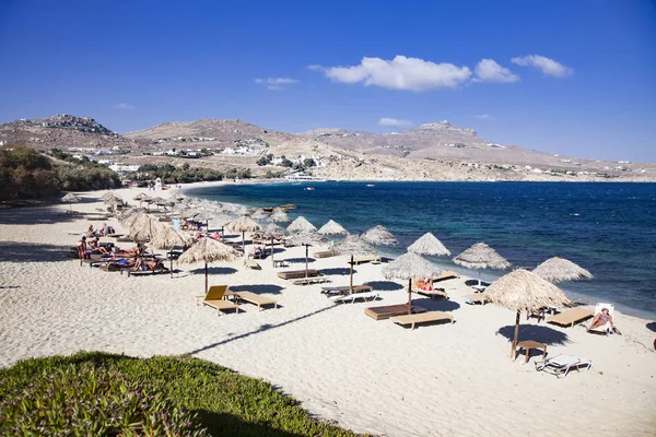 Schöner Strand Mykonos Griechenland — Stockfoto