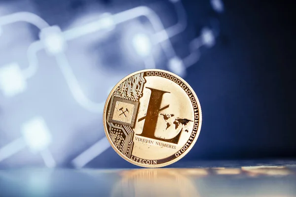 Litecoin Pada Konsep Background Cryptocurrency Chart Biru — Stok Foto