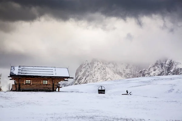 Paysage Enneigé Début Hiver Dans Alpe Siusi Dolomites Italie Destination — Photo