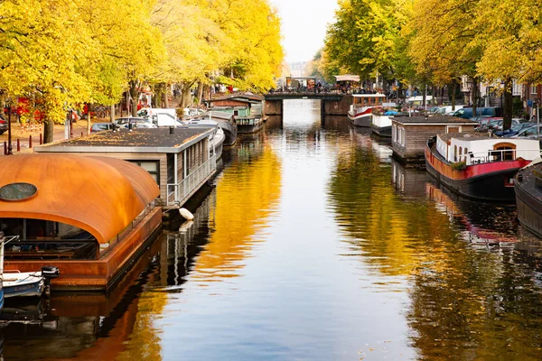 Carte Postale Beaux Canaux Bâtiments Traditionnels Hollandais Amsterdam Pays Bas — Photo