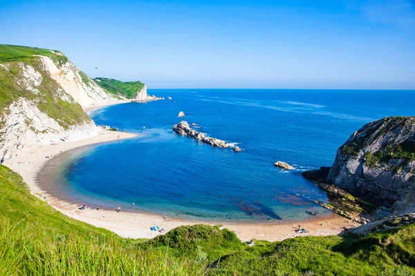 Flygfoto Över Jurassic Coast Dorset Storbritannien Brittiska Sommaren Semestermål — Stockfoto