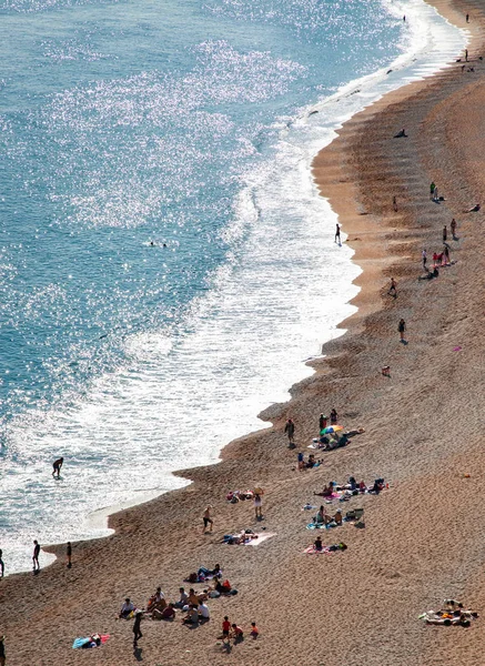 Jurassic Coast Dorset Ngiltere Ngiliz Yaz Tatil Hedef Havadan Görünümü — Stok fotoğraf