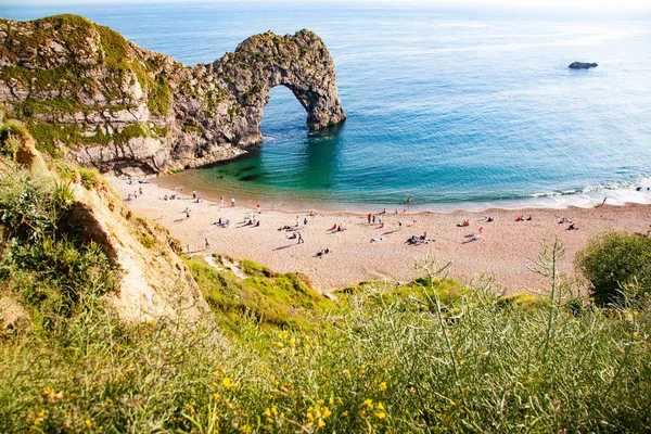 Flygfoto Över Durdle Door Jurassic Coast Dorset Storbritannien Brittiska Sommaren — Stockfoto