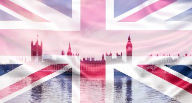 brexit kavramı - İngiltere'de simge ve bayrak çift pozlama