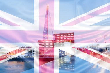 brexit kavramı - İngiltere'de simge ve bayrak çift pozlama