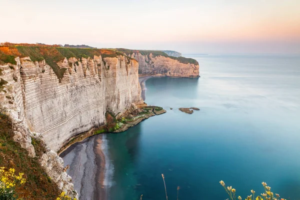 Kust landskapet längs Falaise D' AVAL den berömda vita Clif — Stockfoto