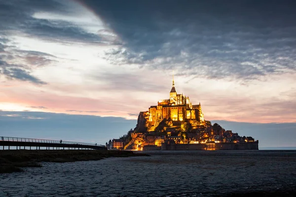 Tidelands z Mont Saint-Michel, kanał angielski, droga św ja — Zdjęcie stockowe