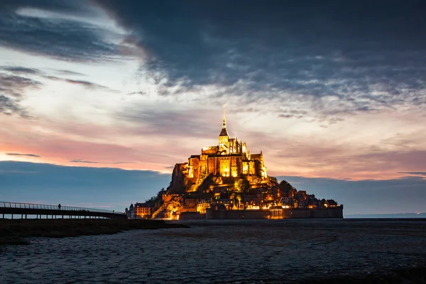 Tidelands z Mont Saint-Michel, kanał angielski, droga św ja — Zdjęcie stockowe